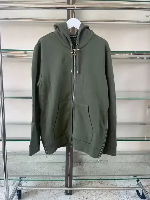 Balmain , Dual Side Zip Up Hoodie in Green BNWT L | eBay