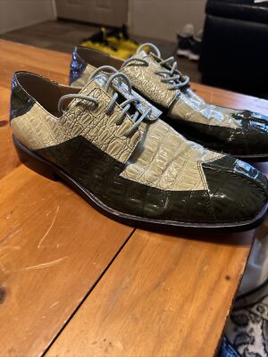 ROBERTO CHILLINI  Men's size 9.5 Faux Alligator Oxfords Shoes