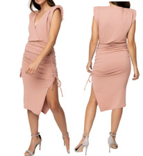 Gibsonlook Surplice V-Neck Knit Dress, Size L, Blush Sandstone