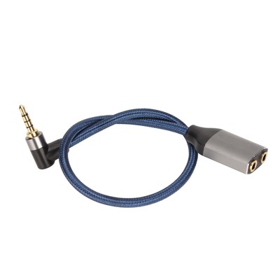 Headphone Mic Splitter Cable 90° Elbow 1 Male To 2 Female 3.5mm Extens New