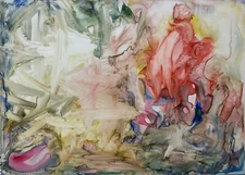 Original Watercolor Painting – Abstract Landscape, Signed by Artist, 7.5"x10.5"