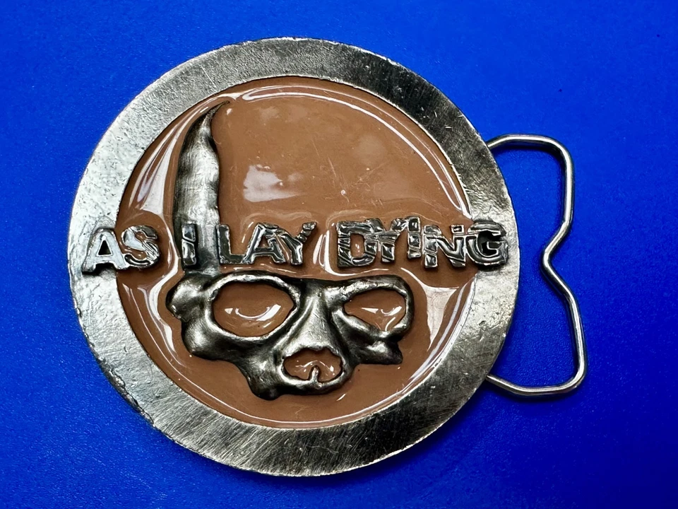 Banda de rock de heavy metal As I Lay Dying 2005 calavera redonda música hebilla de cinturón Foto 3 de 4