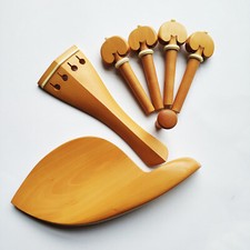 4/4 Violin Boxwood Fitting Tailpiece Chinrest Pegs Endpin Box wood Bone Insert
