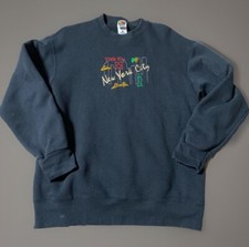Vintage Time Square New York City Skyline Twin Towers Sweatshirt Black Large