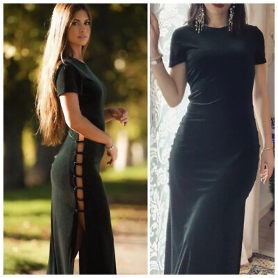 NWT ZARA GREEN VELVET MIDI DRESS 2731/337 | eBay