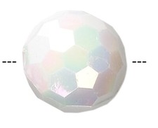 Bead, Acrylic AB White 15mm Faceted Round Beads with 2-3mm Hole 100 Grams 50 