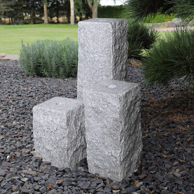 3 teiliger Säulenbrunnen Granit Säulen Wasserspiel DIY Steinbrunnen selber bauen