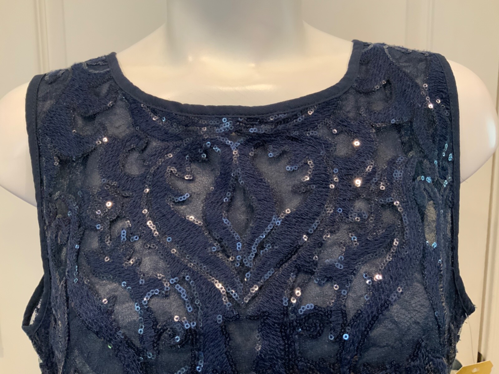 Zara Basic Collection Navy Blue Sequin Patterned … - image 2