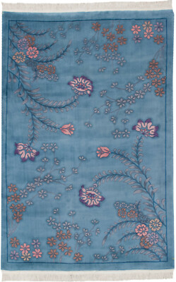 RRA 6x9 Chinese Contemporary Floral Design Light Blue Rug 23035