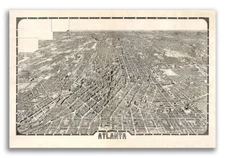 1919 Atlanta Georgia Vintage Old Panoramic City Map - 20x30