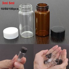 3ml 5ml Clear Amber Glass Essential Oil Bottles Small Medicine Sample Vial Jars