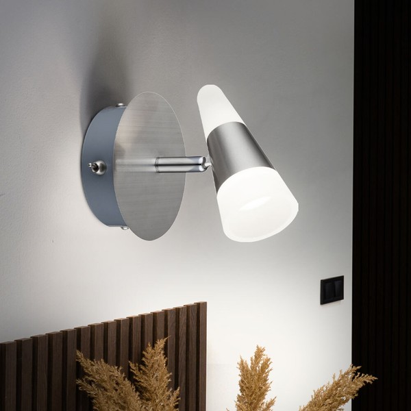 Wandleuchte Wandstrahler Spotlampe Led Satiniert Nickel Matt Spot Schwenkbar-image