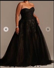 Davids Bridal wedding dress. This dress is a lace tulle ball gown black dress