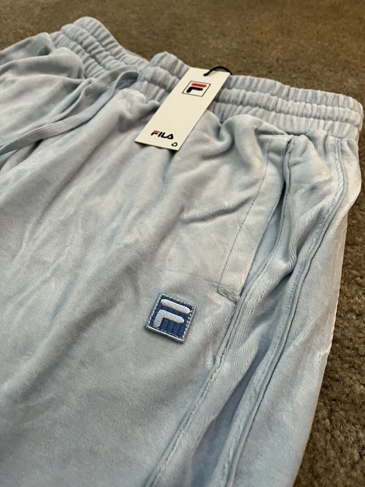 Fila Mens Velour Tracksuit Sweatsuit Solid Baby Blue Velvet Sz M L XL