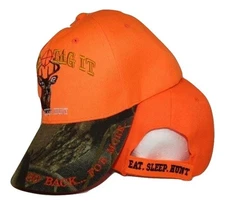 Eat Sleep Hunt Hunting Bag It Tag It Orange & Camo Embroidered Cap Hat CAP895 