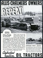 1937 Allis Chalmers Oil Tractor Winnebago Illinois photo vintage trade print ad