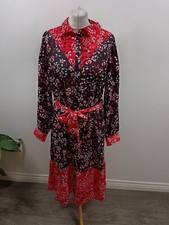 wednesdays girl Floral Midi Shirt Dress Size L BNWT Long sleeve Cottage