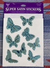 Hallmark Vintage 1980s Stickers Butterflies Soft Satin Light Blue