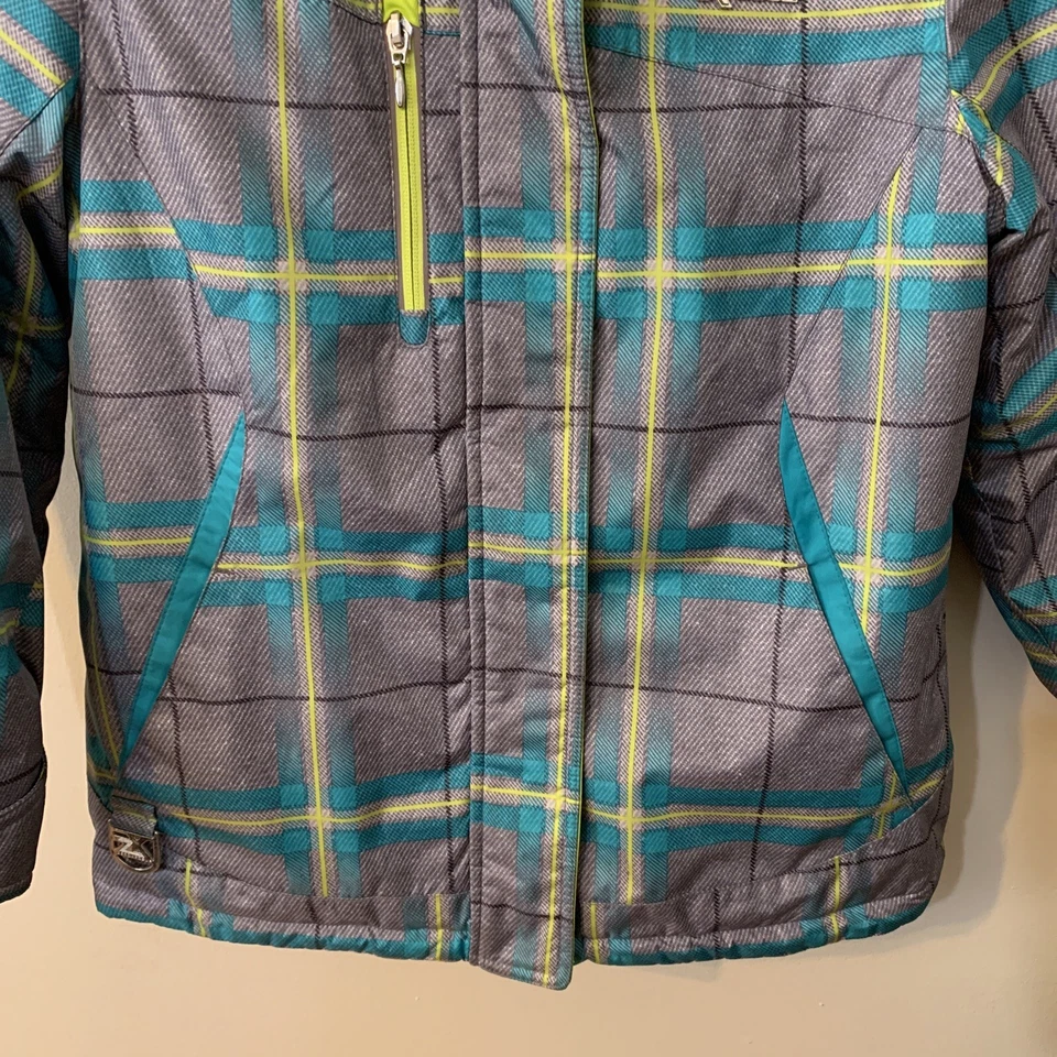 ABRIGO DE INVIERNO DE ESQUÍ ZERO XPOSUR ZEROXPOSUR NIÑAS talla S (7-8) gris aguamarina neón a cuadros Foto 3 de 4