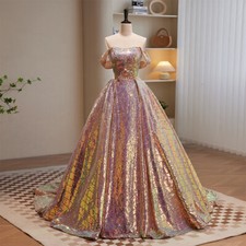 Luxury Evening Dresses Off Shoulder Sparkly Sequins Women Formal Occasion Gowns