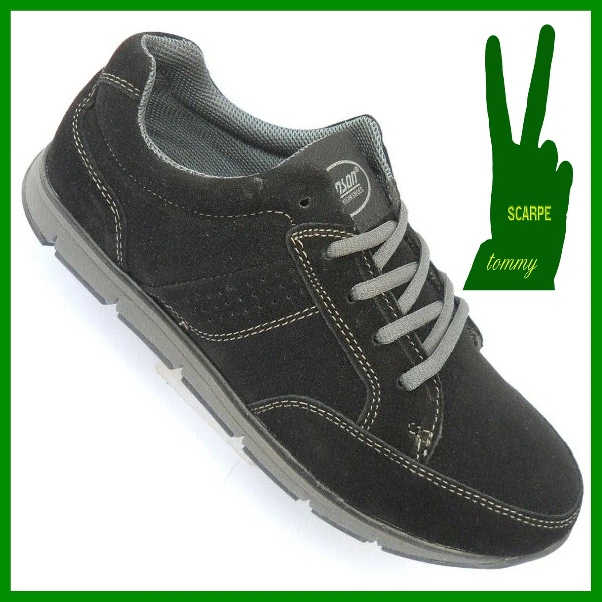 SCARPE UOMO DA GINNASTICA PELLE SPORTIVE SNEAKERS comode nero