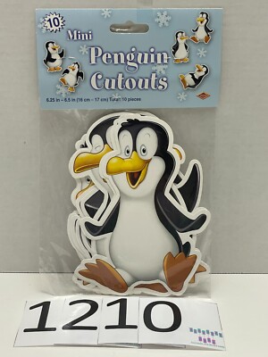 RARE Vintage SEALED Beistle Mini Pengun Cutouts 10 Piece Set In Package 2014