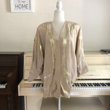 Terry & Toni Vintage Womens Jacket One Size Hand Painted Art To Wear Open Gold