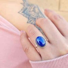 Lapis Lazuli Ring 925 Sterling Silver Band Statement Handmade Ring All size