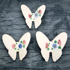 Vtg Wall Hanging Butterflies Lasting Products Inc Set of 3 Porcelain USA