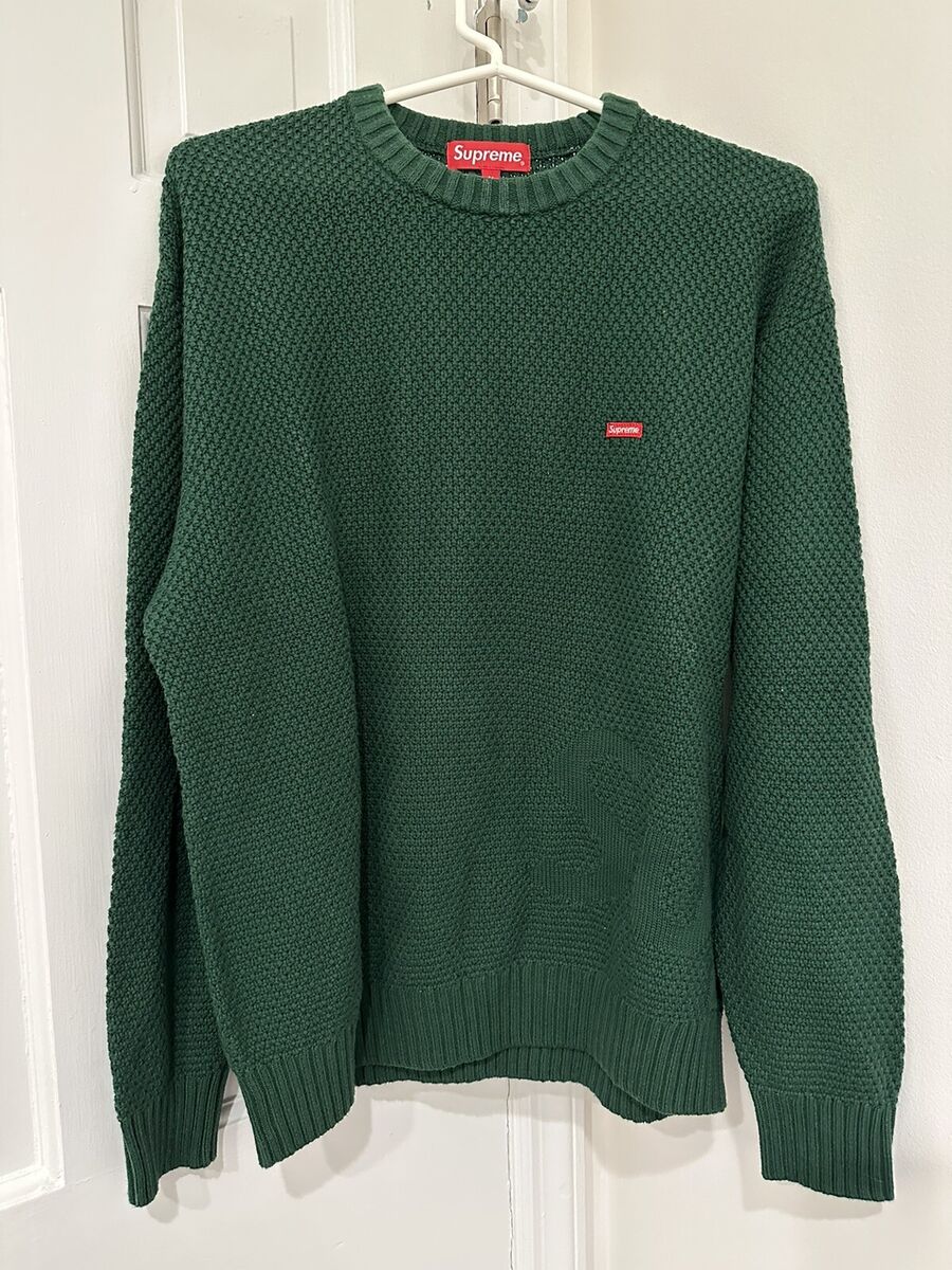 Supreme Green Small Box Logo Black Textured Knit Sweater Size M | eBay