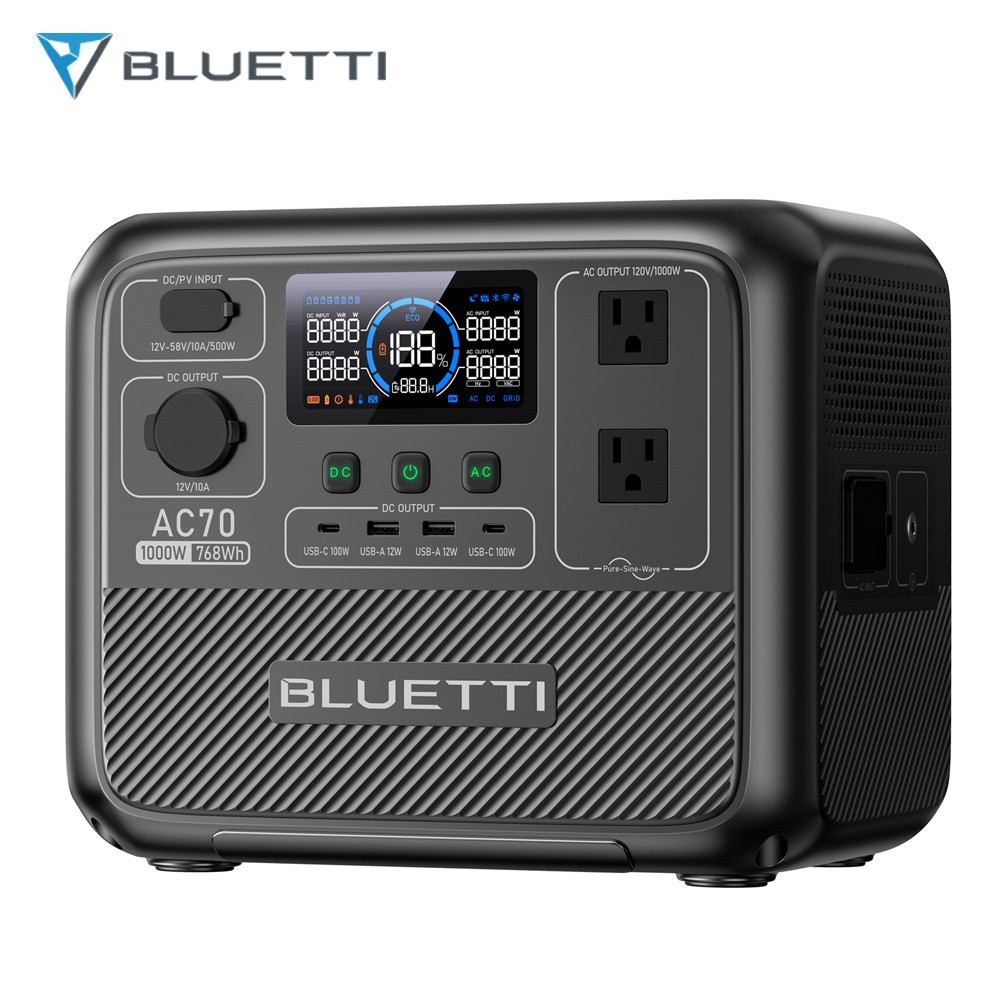 BLUETTI AC70 1000W 768Wh Portable Power Station LiFePO₄+Solar Panels(Optional)