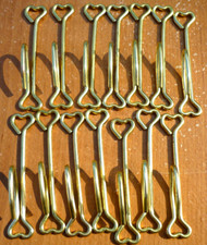 (14) Vintage Solid Brass SHORT 2-3/8" Slip On Drapery Curtain Hooks 1-1/8" Drop