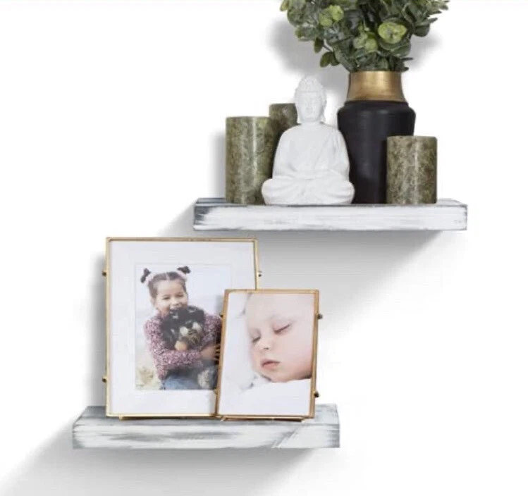 AHDECOR Rustic Wooden Floating Shelves Wall Mounted Shelf Display Ledge Storage