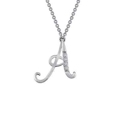 BRAND NEW Lafonn Platinum Bonded 0.04 CTW Letter A Pendant Necklace 9N057CLP18