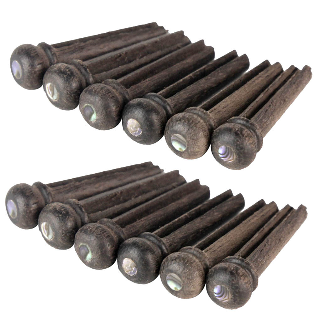 12Pcs Rosewood EBONY BRIDGE PINS W/ Pearl Shell Dot for Acoustic Guitar USA