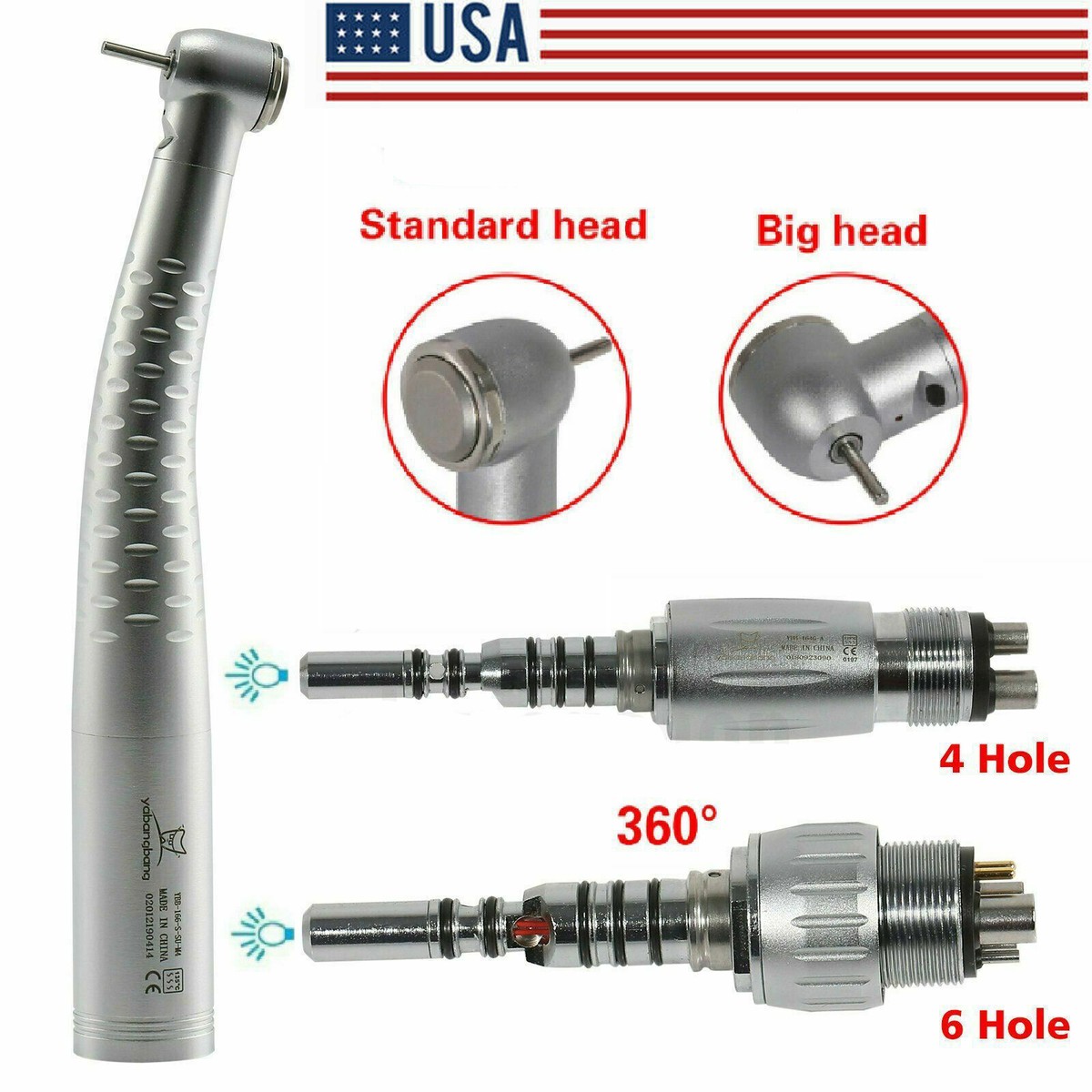 Dental Fiber Optic High Speed Handpiece /LED Quick Coupler 4/6Hole