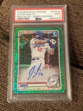 Jacob Amaya 2020 bowman chrome green shimmer auto autograph #70/99 psa 9