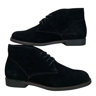 Women's Easy Spirit Black Suede Bessie Lace Up Desert Bootie