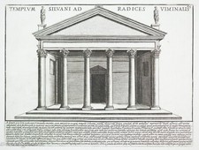 Beautiful Antique Engraving Tempio di Silvano Roman Temple 18th Century, FINE!