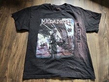 Mens L Megadeth Dystopia Black Tour T Shirt Double Sided Rock Band Tee