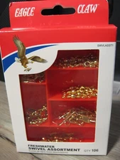 Eagle Claw Freshwater Swivel Assortment - 106 Assorted Swivels & Case SWVLASST1