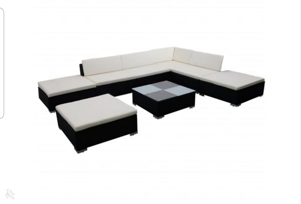 8 Piece Poly Rattan Garden Sofa / Lounge Set 7 seats and Seat Cushion