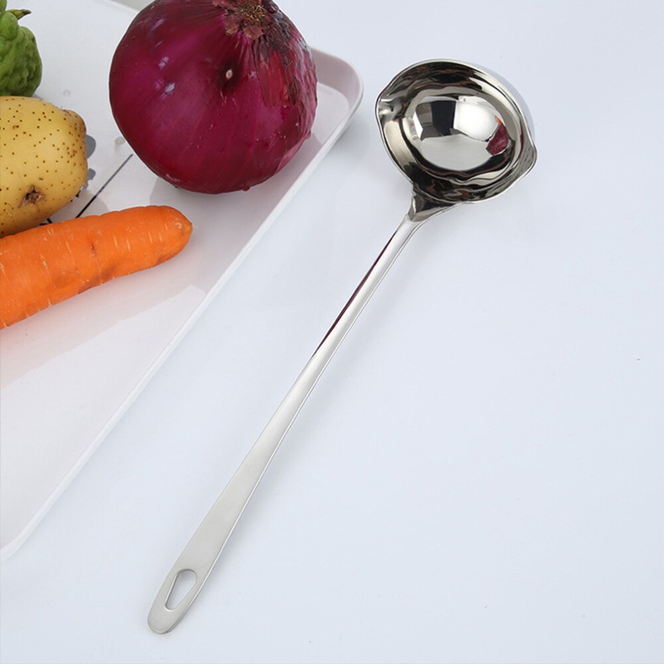 201 Stainless Steel Spoon with Spout Soup Gravy Ladle Pouring Lip eBay