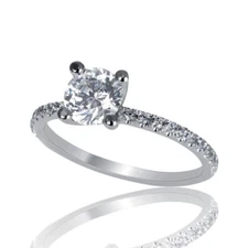 0.90 CT H/VS1 Affordable Round Cut Diamond Engagement Ring 14K White Gold