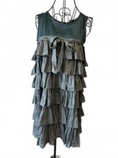 Marc by Marc Jacobs Silk Tiered Ruffle Dress Grey Sleeveless UK 10 S Damaged