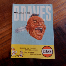 1961 MILWAUKEE BRAVES VS CHICAGO CUBS BASEBALL PROGRAM AARON SPAHN BANKS ++