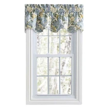 Ellis Hydrangea Classic 3" Rod Pocket Window Scallop Val Lined 70"x15" Blue