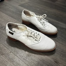 Vintage G H Bass Shoes Womens 7.5 White Leather Enfield Saddle Oxfords