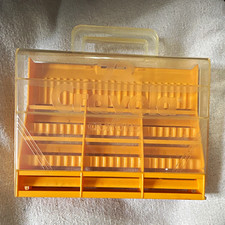 Vintage Crayola crayon case w/ Clear Lid, built in sharpener, Handle