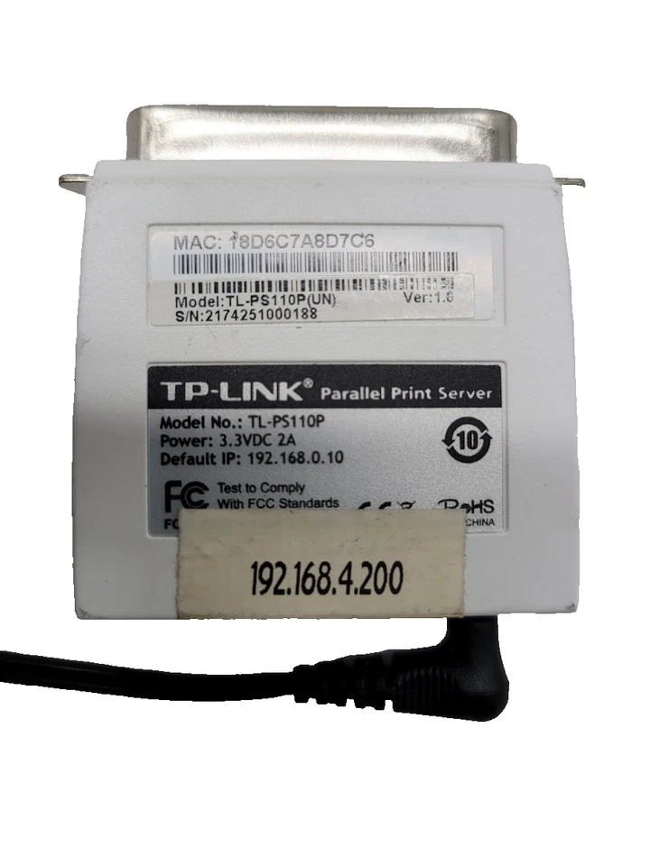 Servidor de impresión paralelo TP-LINK TL-PS110P con fuente de alimentación Foto 4 de 4